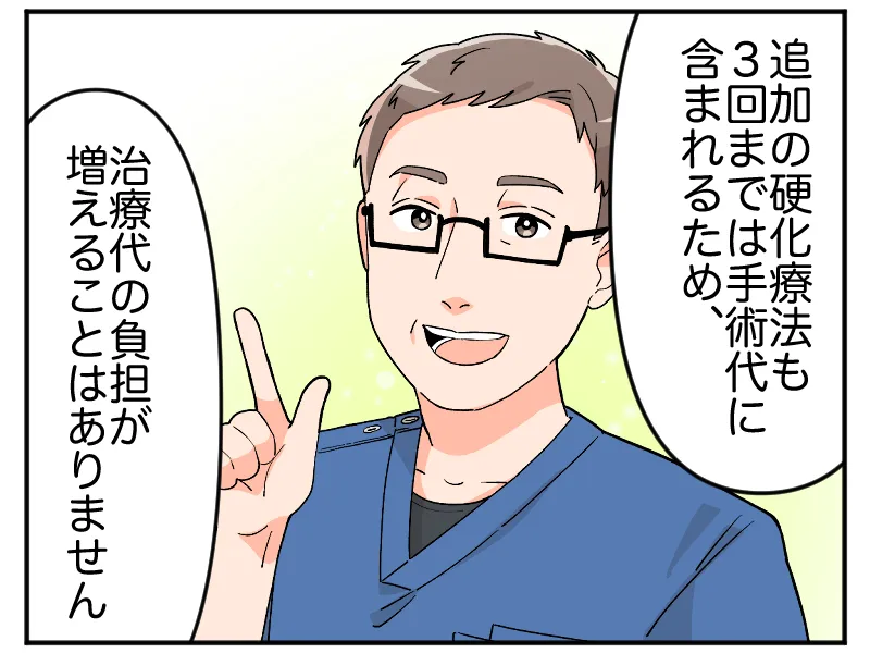 「追加の硬化療法も3回までは手術代に含まれるため、治療代の負担が増えることはありません」